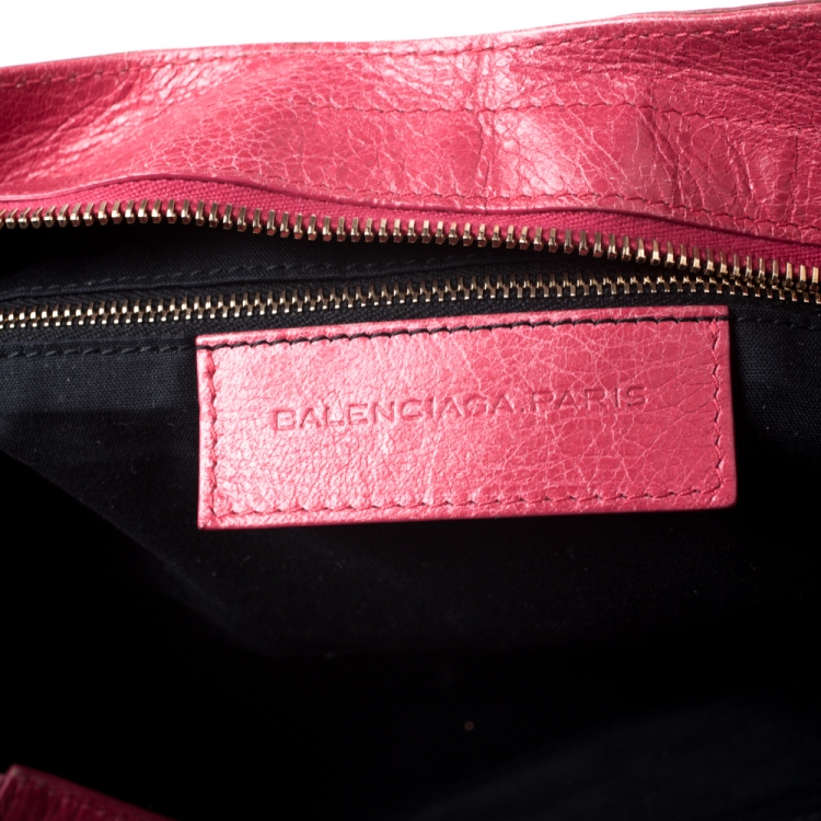 Pre Owned Balenciaga Red Leather Rose Gold Hardware Part Time Tote