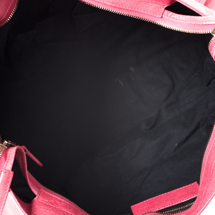 Pre Owned Balenciaga Red Leather Rose Gold Hardware Part Time Tote