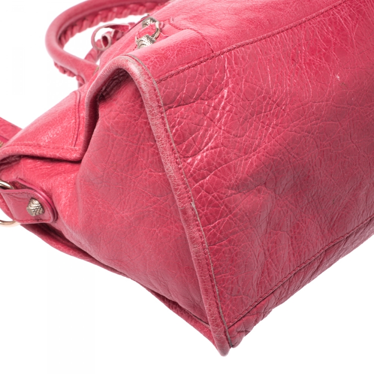 Pre Owned Balenciaga Red Leather Rose Gold Hardware Part Time Tote
