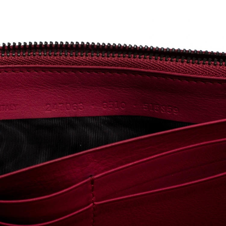 Pre Owned Balenciaga Magenta Leather Classic Money Long Wallet