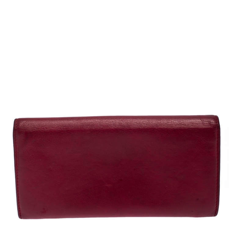 Pre Owned Balenciaga Magenta Leather Classic Money Long Wallet