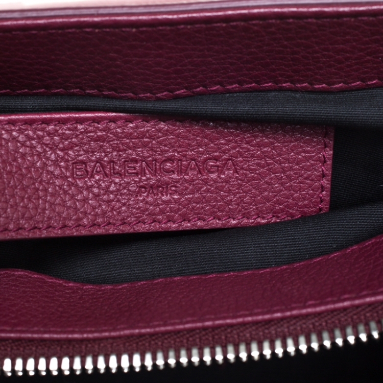 Pre Owned Balenciaga Burgundy Leather Le Dix Top Handle Bag