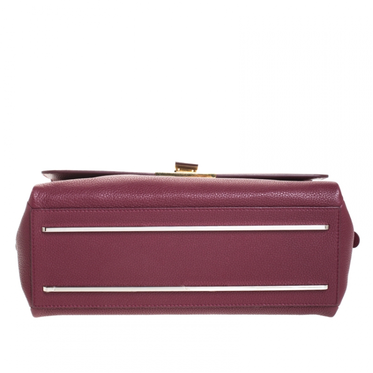 Pre Owned Balenciaga Burgundy Leather Le Dix Top Handle Bag