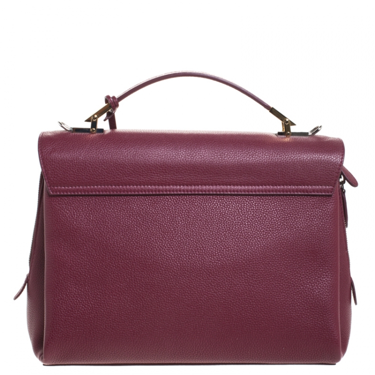 Pre Owned Balenciaga Burgundy Leather Le Dix Top Handle Bag