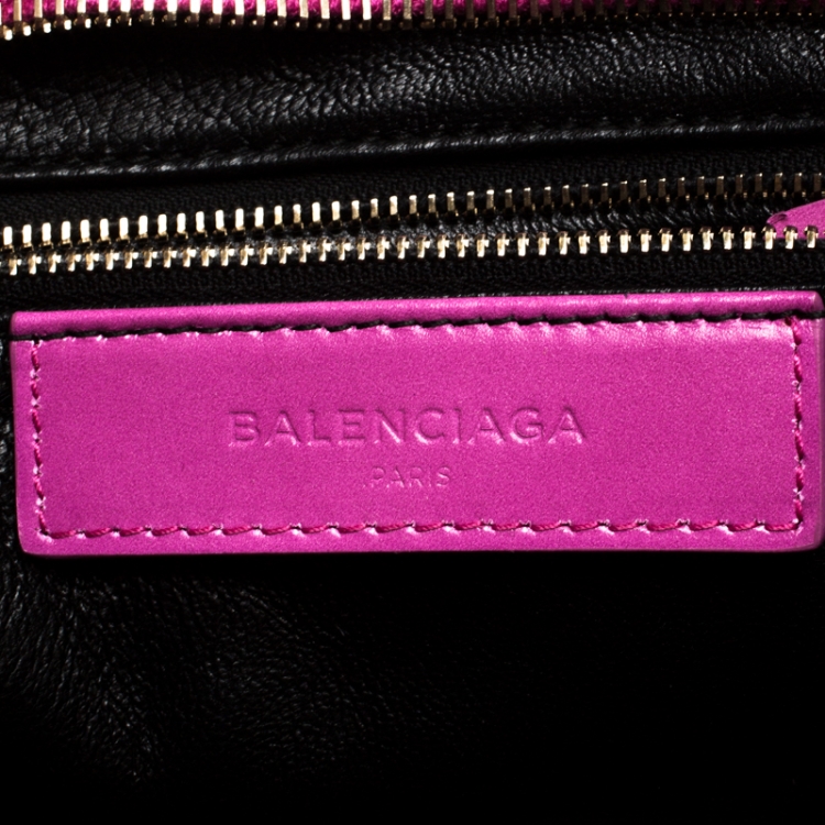 Pre Owned Balenciaga Magenta Python SH City Bag