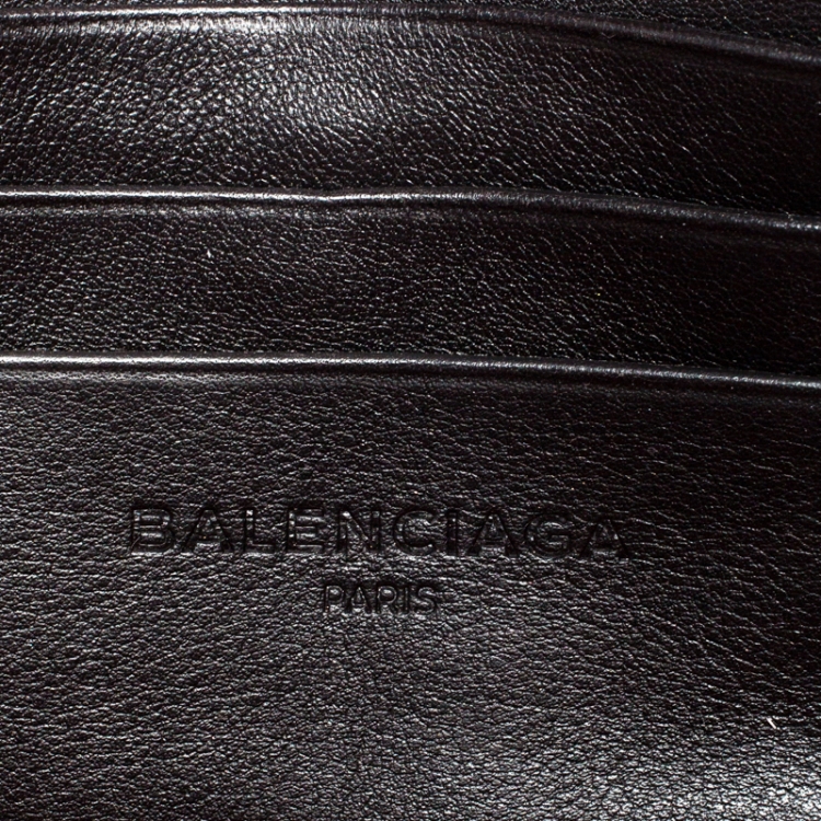 Pre Owned Balenciaga Black Leather Printed Triangle Pouch