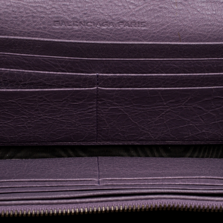 Pre Owned Balenciaga Lilac Leather Classic Money Continental Wallet