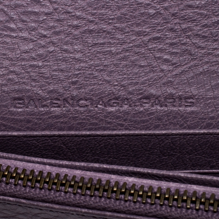Pre Owned Balenciaga Lilac Leather Classic Money Continental Wallet