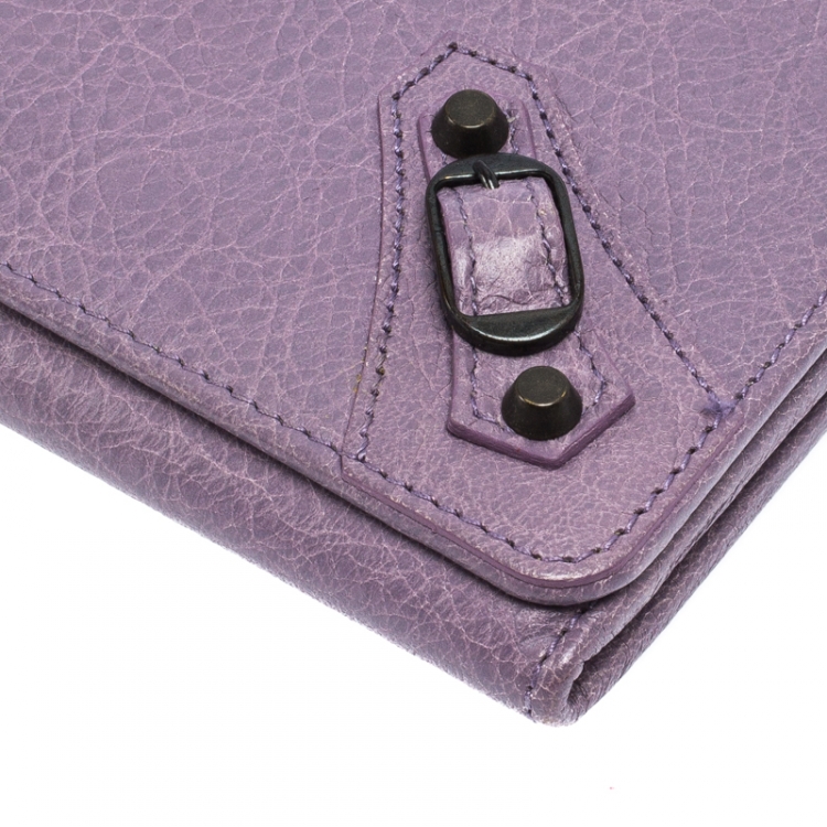 Pre Owned Balenciaga Lilac Leather Classic Money Continental Wallet