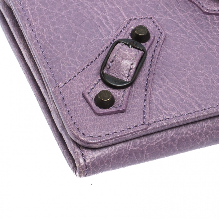 Pre Owned Balenciaga Lilac Leather Classic Money Continental Wallet
