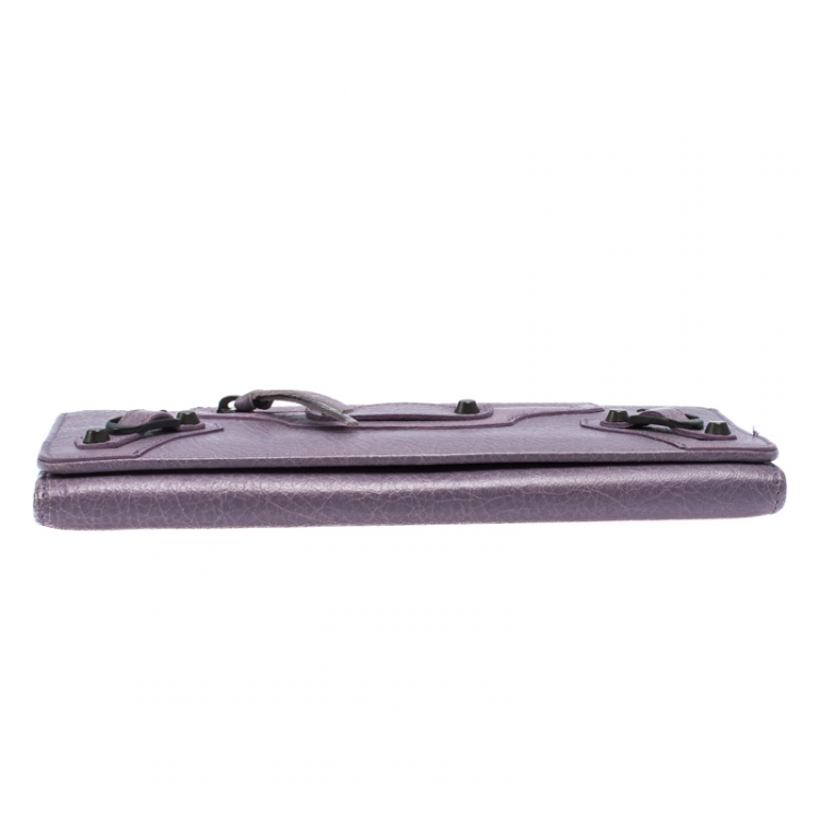 Pre Owned Balenciaga Lilac Leather Classic Money Continental Wallet