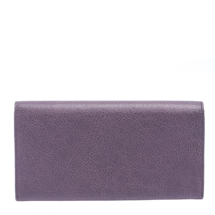 Pre Owned Balenciaga Lilac Leather Classic Money Continental Wallet
