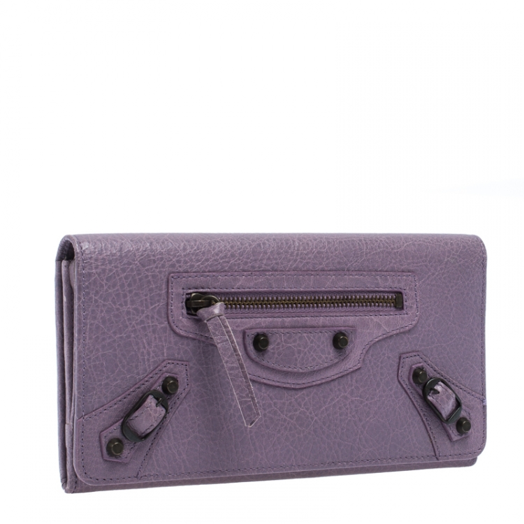 Pre Owned Balenciaga Lilac Leather Classic Money Continental Wallet