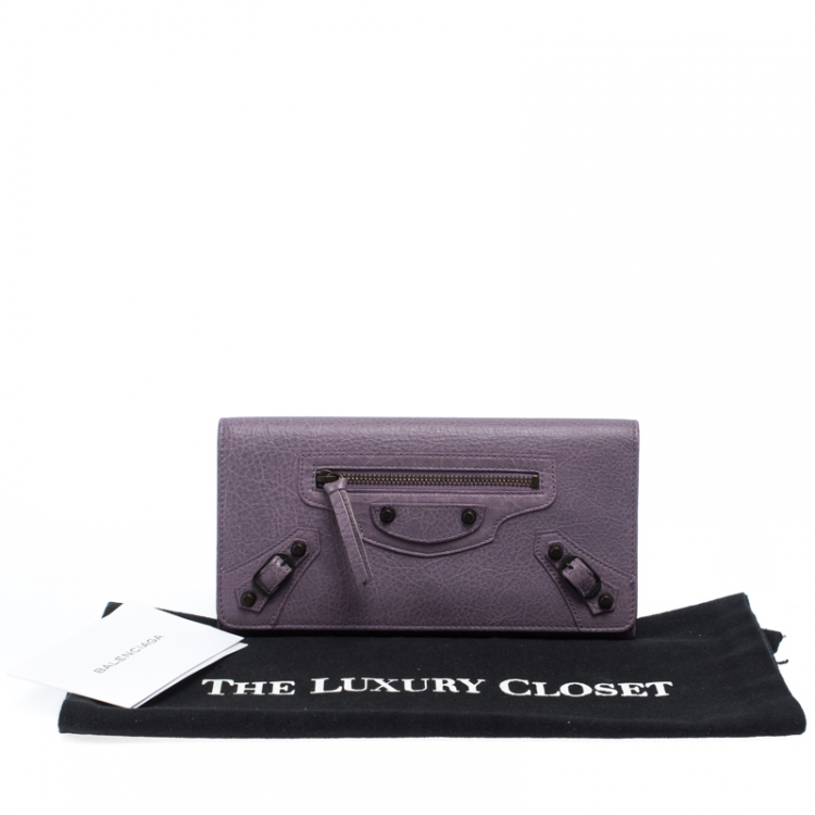 Pre Owned Balenciaga Lilac Leather Classic Money Continental Wallet