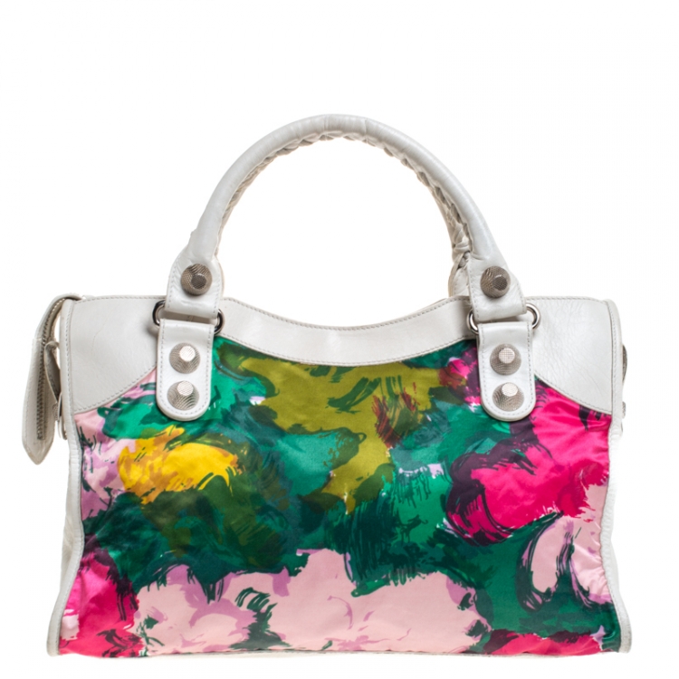 Pre Owned Balenciaga Multicolor Leather and Nylon GSH City Bag