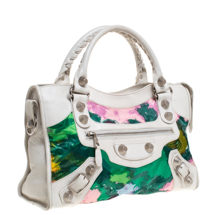 Pre Owned Balenciaga Multicolor Leather and Nylon GSH City Bag