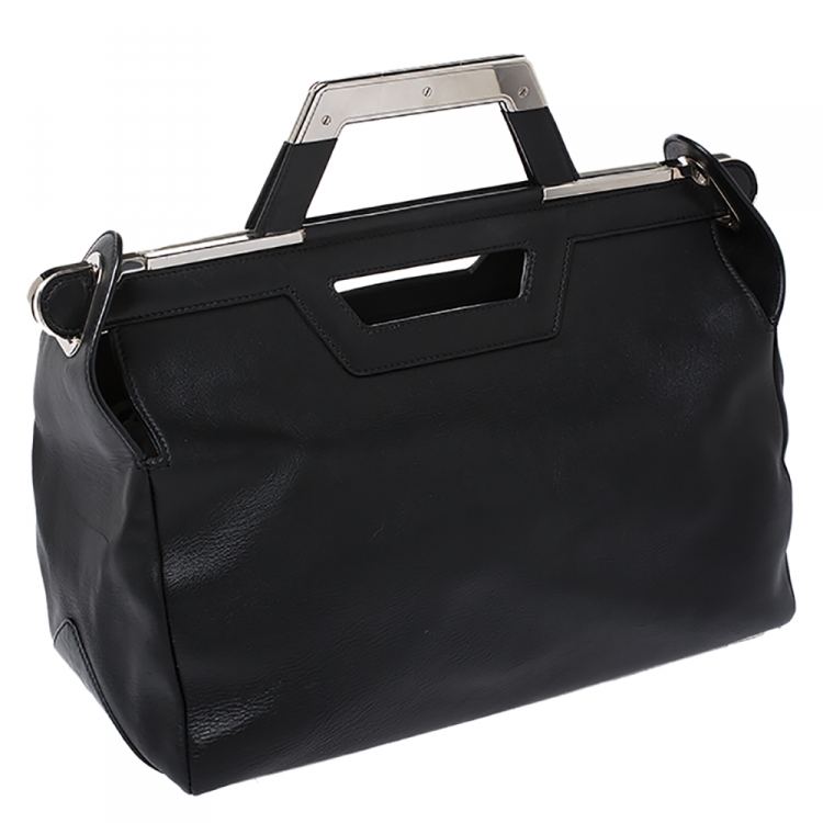 Pre Owned Balenciaga Black Leather Ray Doctor Satchel 