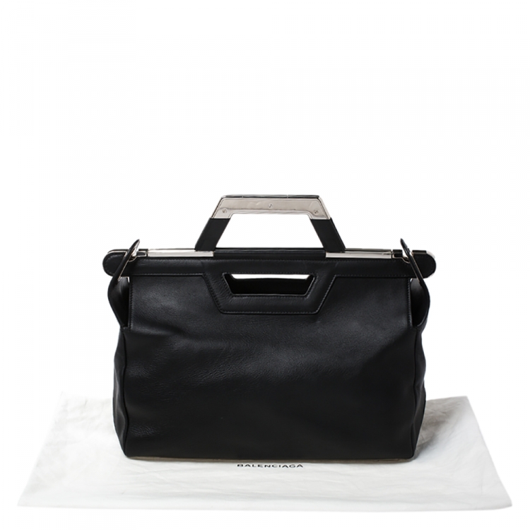 Pre Owned Balenciaga Black Leather Ray Doctor Satchel 