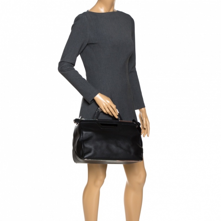 Pre Owned Balenciaga Black Leather Ray Doctor Satchel 