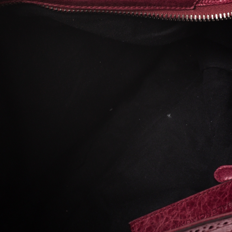 Pre Owned Balenciaga Red Leather CGH Brogues City Tote