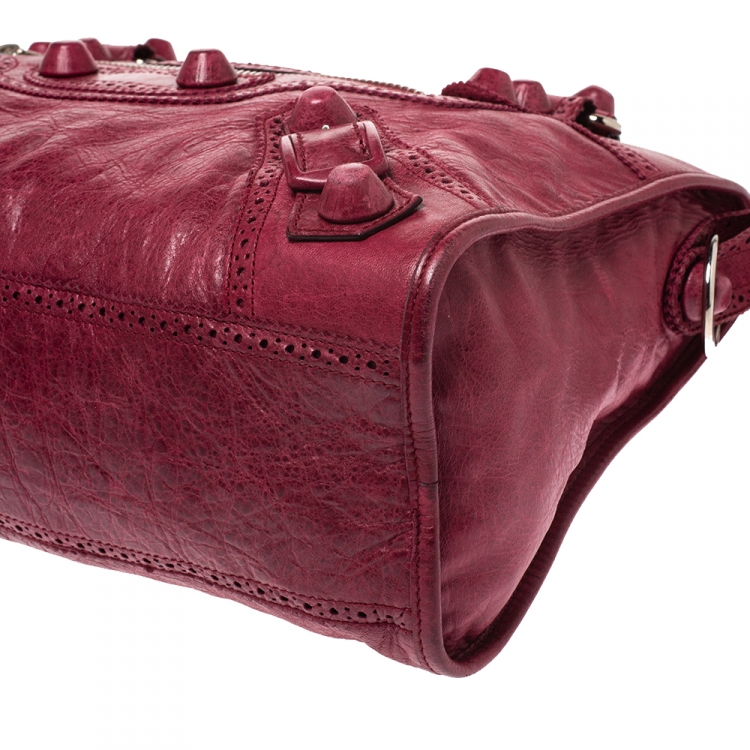 Pre Owned Balenciaga Red Leather CGH Brogues City Tote