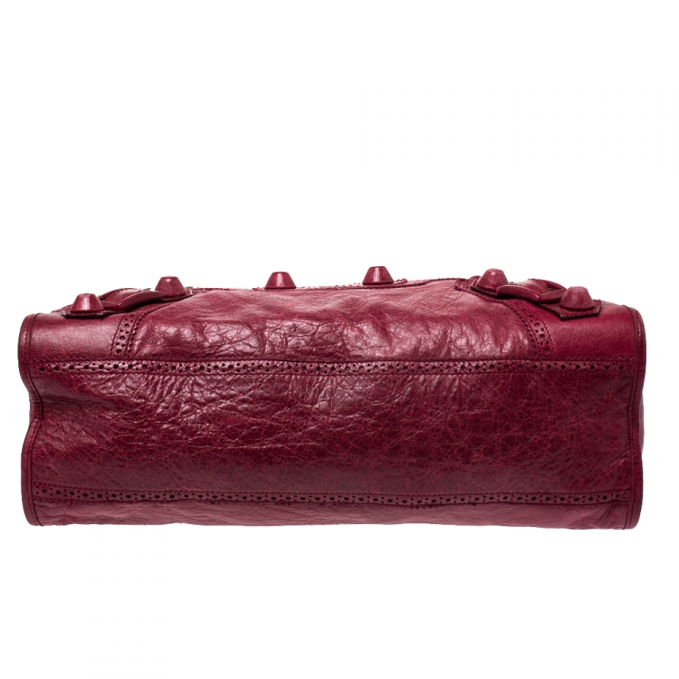 Pre Owned Balenciaga Red Leather CGH Brogues City Tote