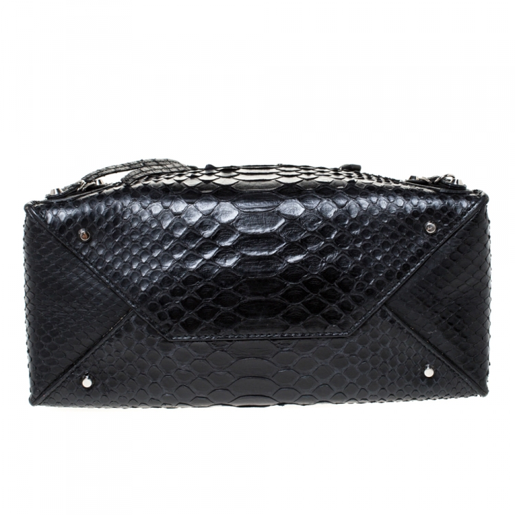 مملوكة مسبقًا Balenciaga Black Python Mini Papier A4 Tote