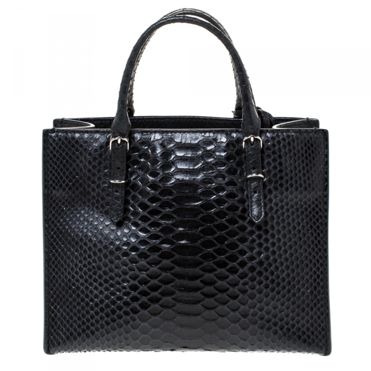 مملوكة مسبقًا Balenciaga Black Python Mini Papier A4 Tote