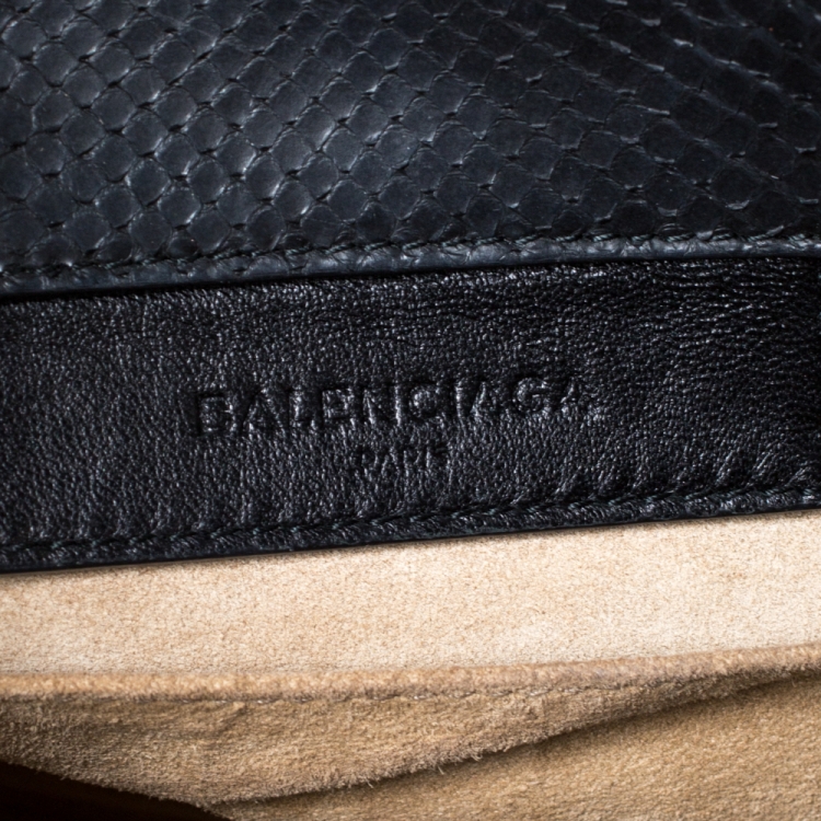 مملوكة مسبقًا Balenciaga Black Python Mini Papier A4 Tote