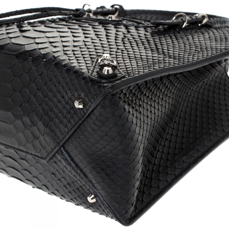 مملوكة مسبقًا Balenciaga Black Python Mini Papier A4 Tote