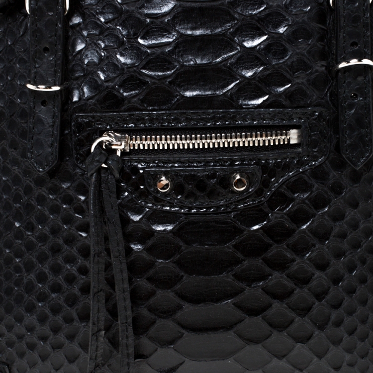 مملوكة مسبقًا Balenciaga Black Python Mini Papier A4 Tote