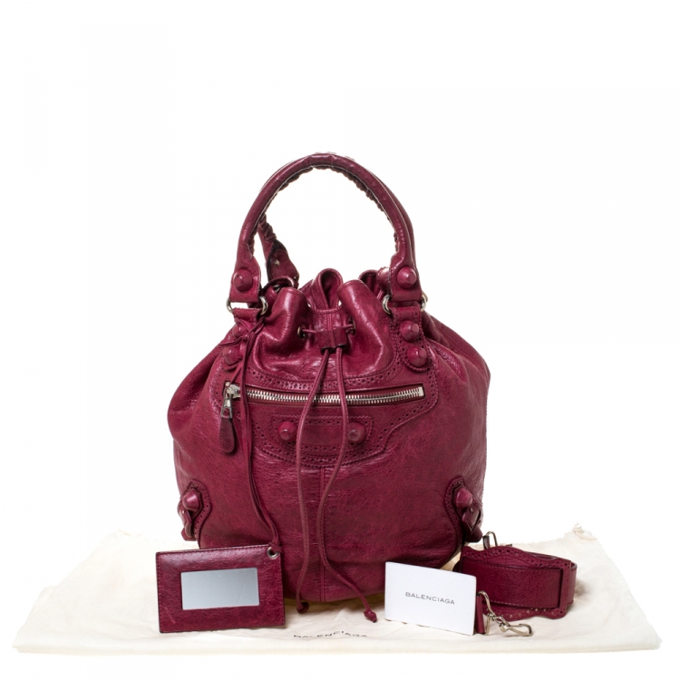 Pre Owned Balenciaga Sang Leather GCH Pompon Hobo