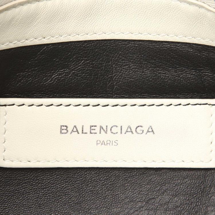 Pre Owned Balenciaga White Shearling Logo Clutch Bag