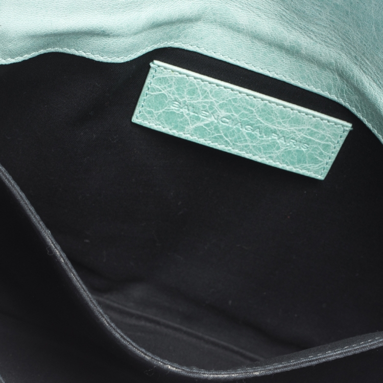 Pre Owned Balenciaga Vert D'eau Leather Giant Envelope Flap Clutch