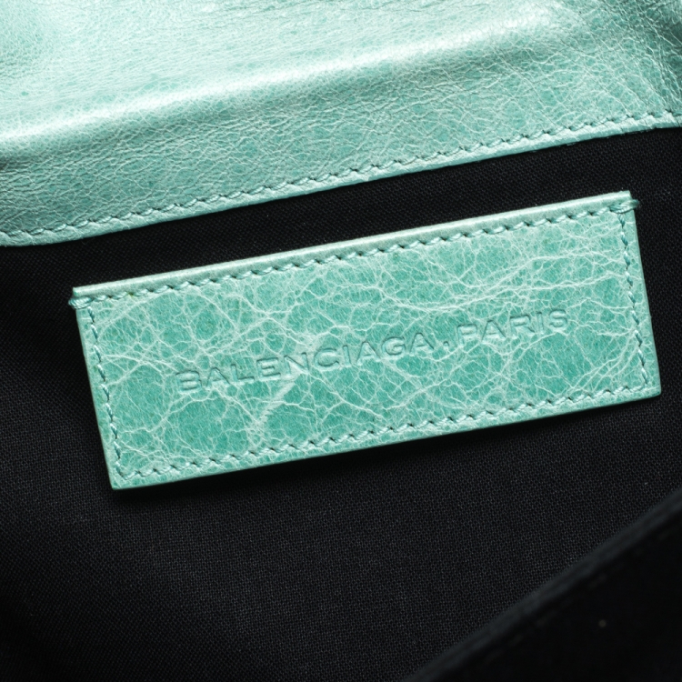 Pre Owned Balenciaga Vert D'eau Leather Giant Envelope Flap Clutch