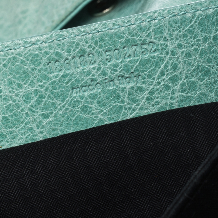 Pre Owned Balenciaga Vert D'eau Leather Giant Envelope Flap Clutch