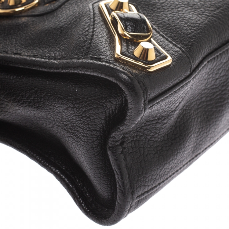Pre Owned  Balenciaga Black Leather Mini Classic Metallic Edge City Bag