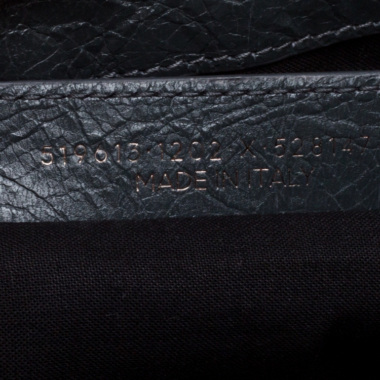 Pre Owned Balenciaga Dark Grey Crinkled Leather Motocross Classic Clutch