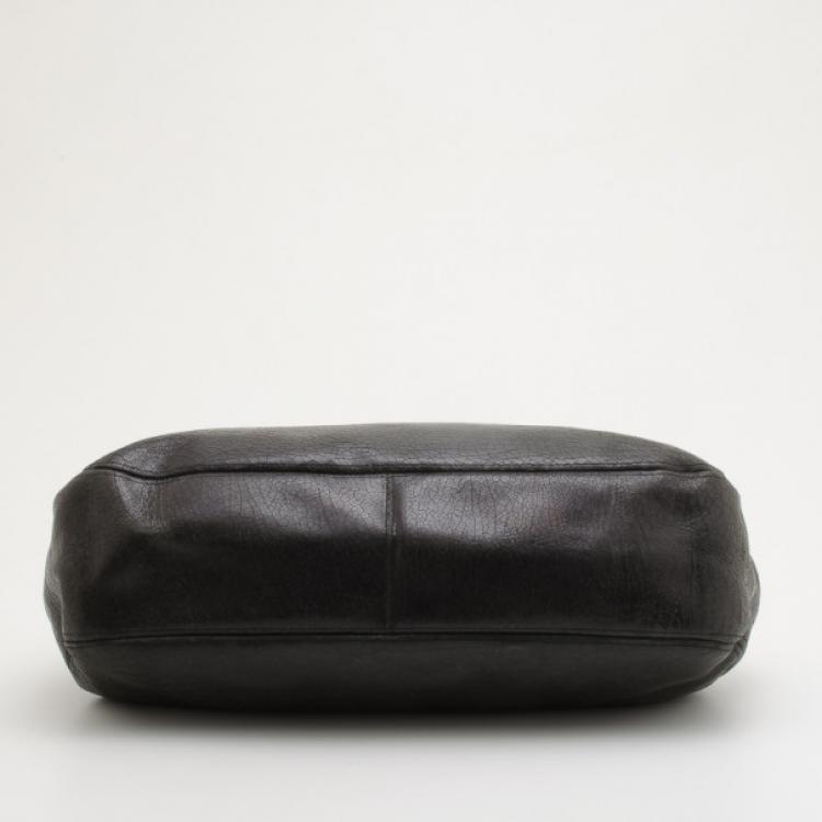 Pre Owned Balenciaga Black Leather Folding Framed Purse