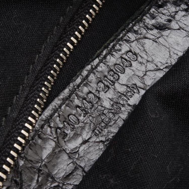 Pre Owned Balenciaga Floral Cotton & Black Chèvre Leather Work Bag