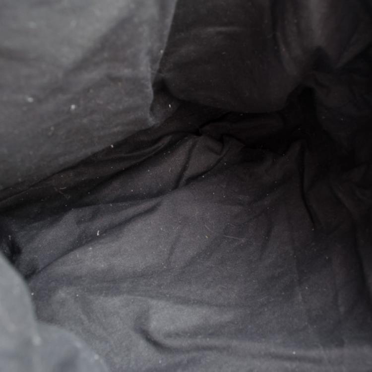 Pre Owned Balenciaga Floral Cotton & Black Chèvre Leather Work Bag