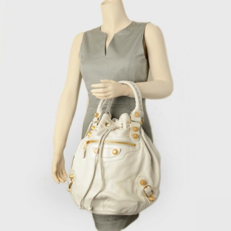 Balenciaga Rose Azalee Leather Giant 12 Mini Pompon Bag at 1stDibs