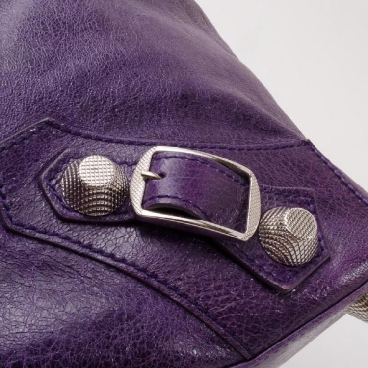 Pre Owned Balenciaga Purple Giant Silver Velo Bag