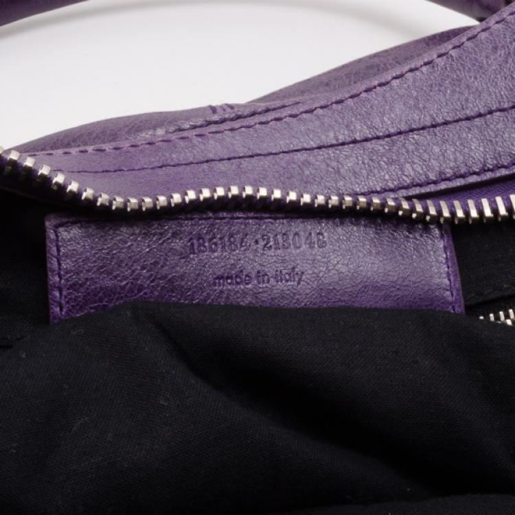 Pre Owned Balenciaga Purple Giant Silver Velo Bag