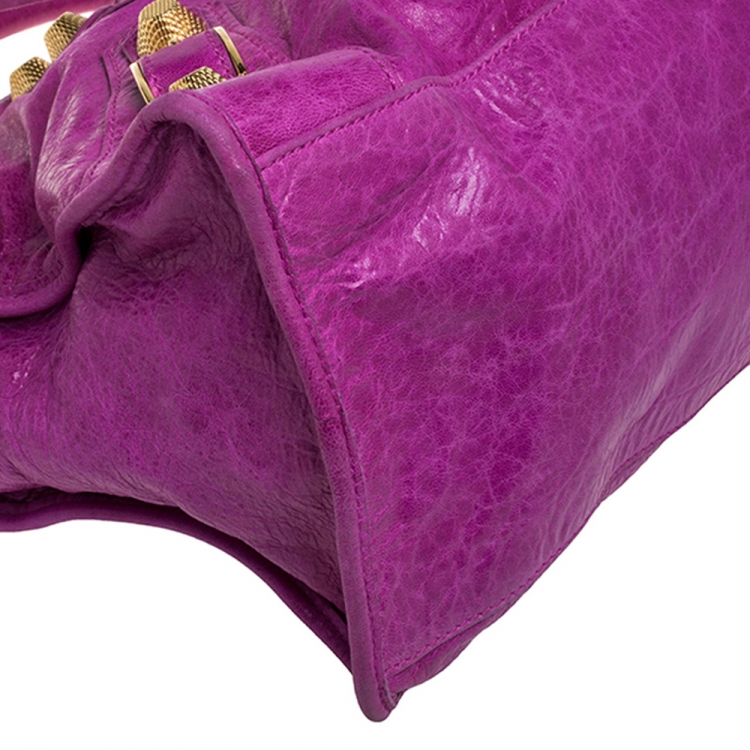 Pre Owned Balenciaga Dark Magenta Leather GGH Part Time Tote