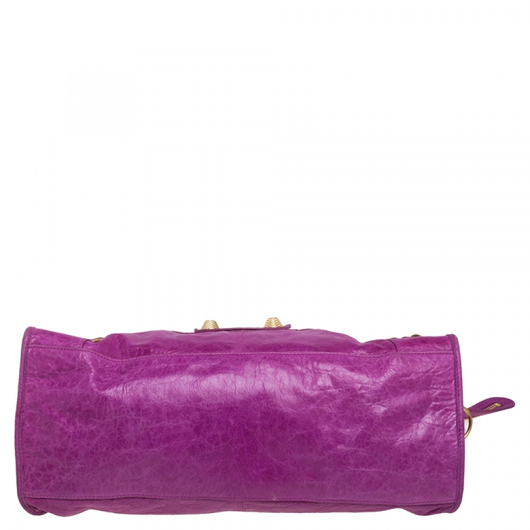 Pre Owned Balenciaga Dark Magenta Leather GGH Part Time Tote