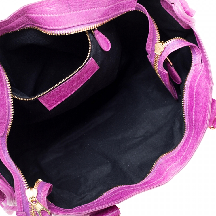 Pre Owned Balenciaga Dark Magenta Leather GGH Part Time Tote