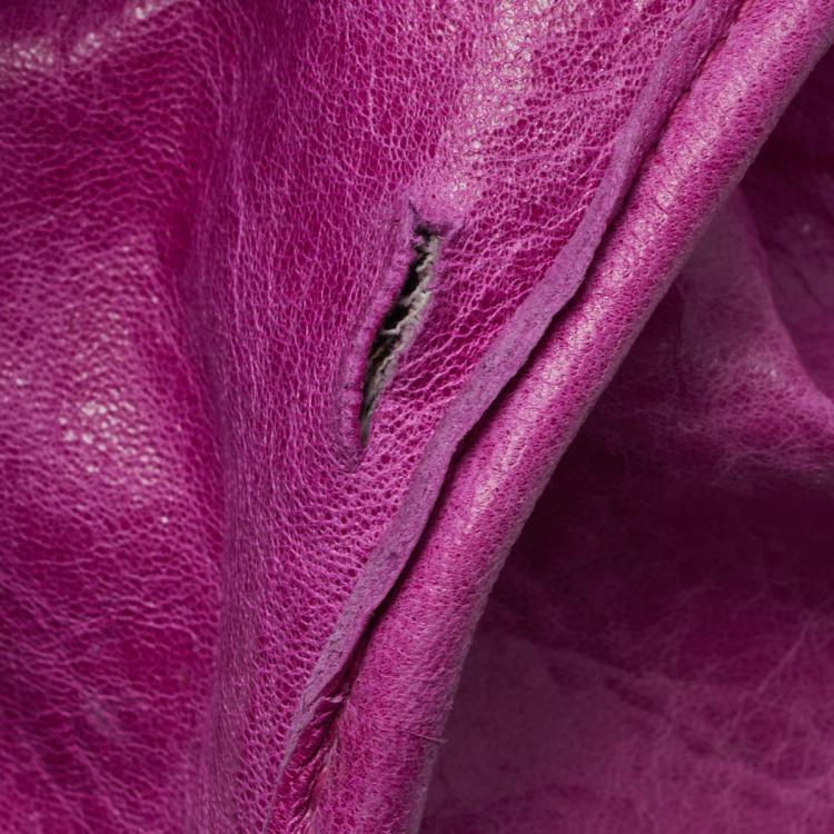 Pre Owned Balenciaga Dark Magenta Leather GGH Part Time Tote
