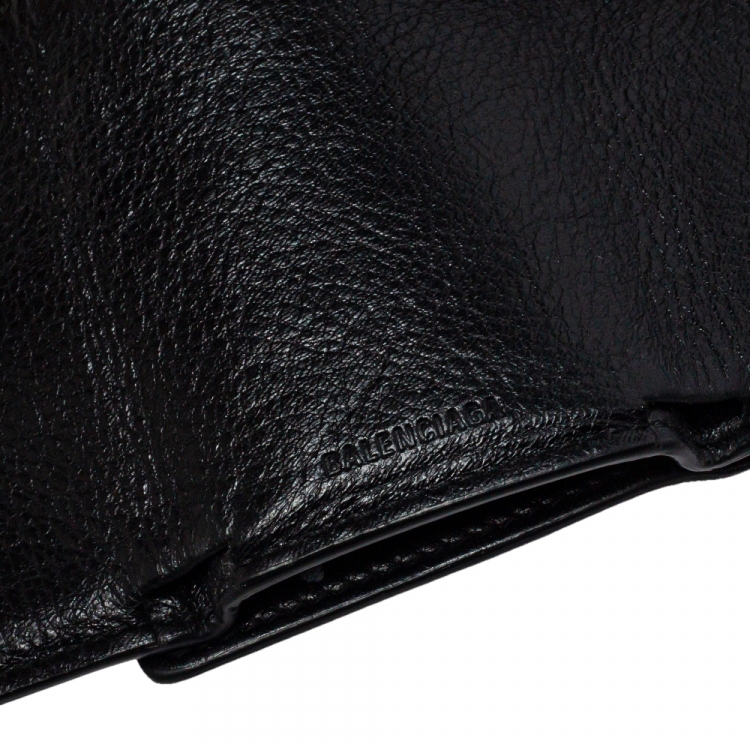 Pre Owned Balenciaga Black Leather Carry Graffiti Wallet