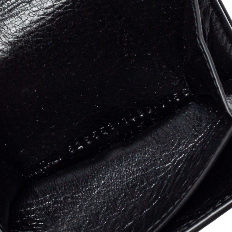 Pre Owned Balenciaga Black Leather Carry Graffiti Wallet